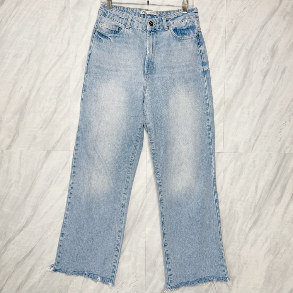 Zara Blue Flare Wide Leg Jeans
